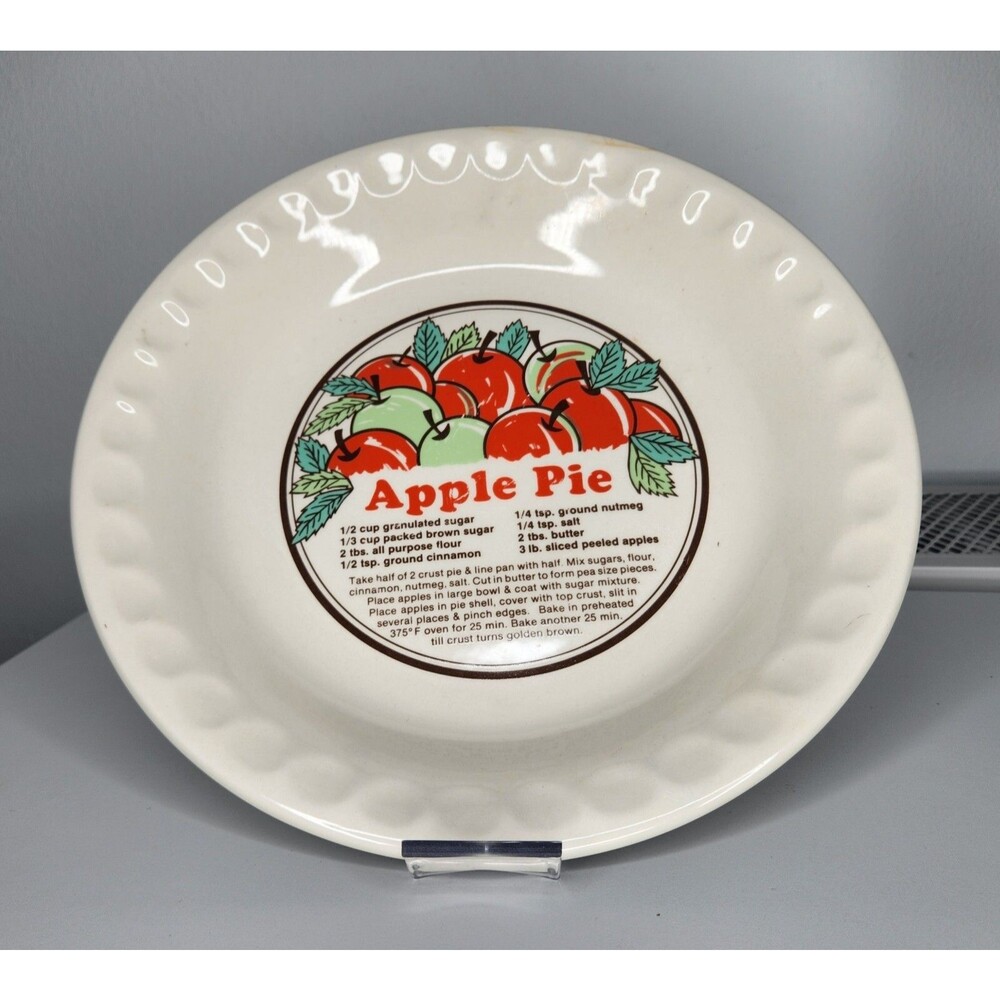 Vtg Sunnycraft Sunstone Collection Pie Dish Bakers Apple Pie Recipe Plate 11"